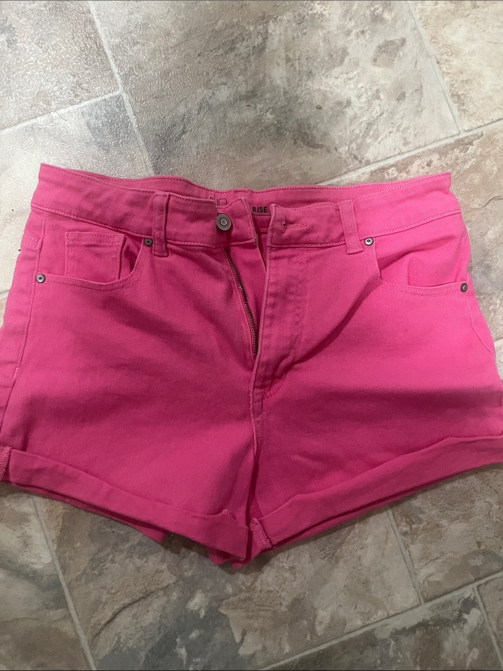 NOBO Bright Pink High-Rise Denim Shorts